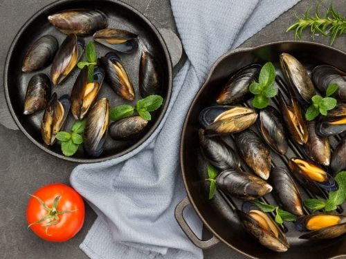 Tegami con cozze appena cotte