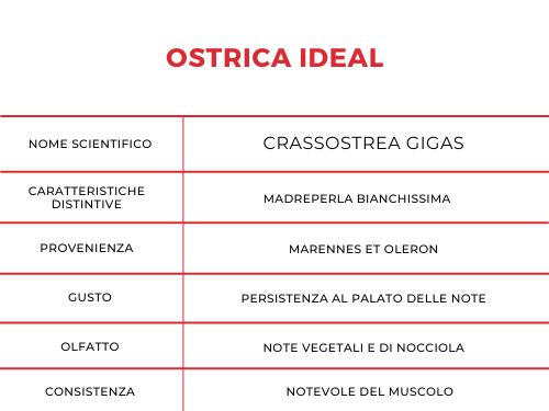 Scheda caratteristiche ostrica ideal