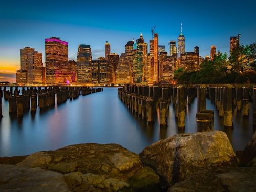 Vista grattacieli New York dalla costa